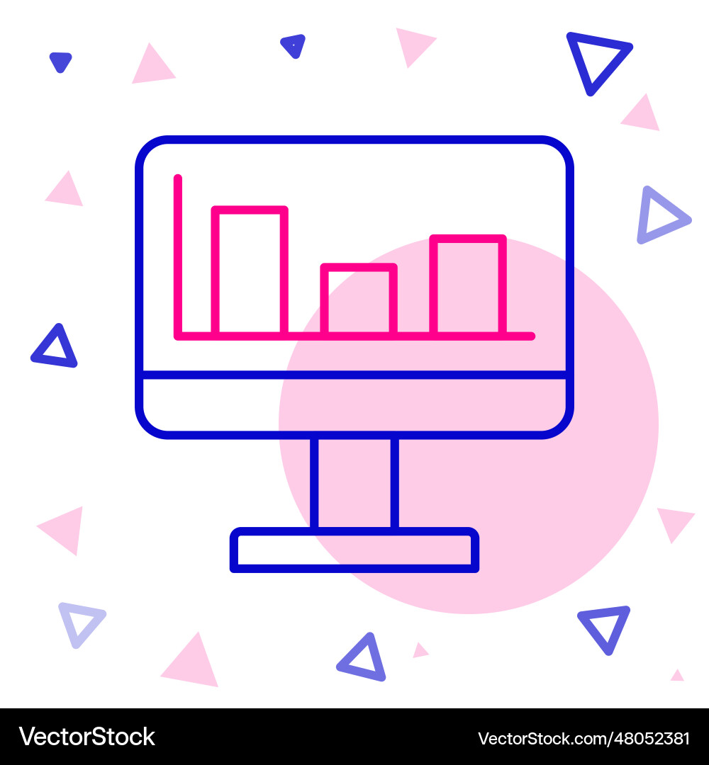 Line computer monitor with graph chart icon Line computer monitor with graph chart icon vector image