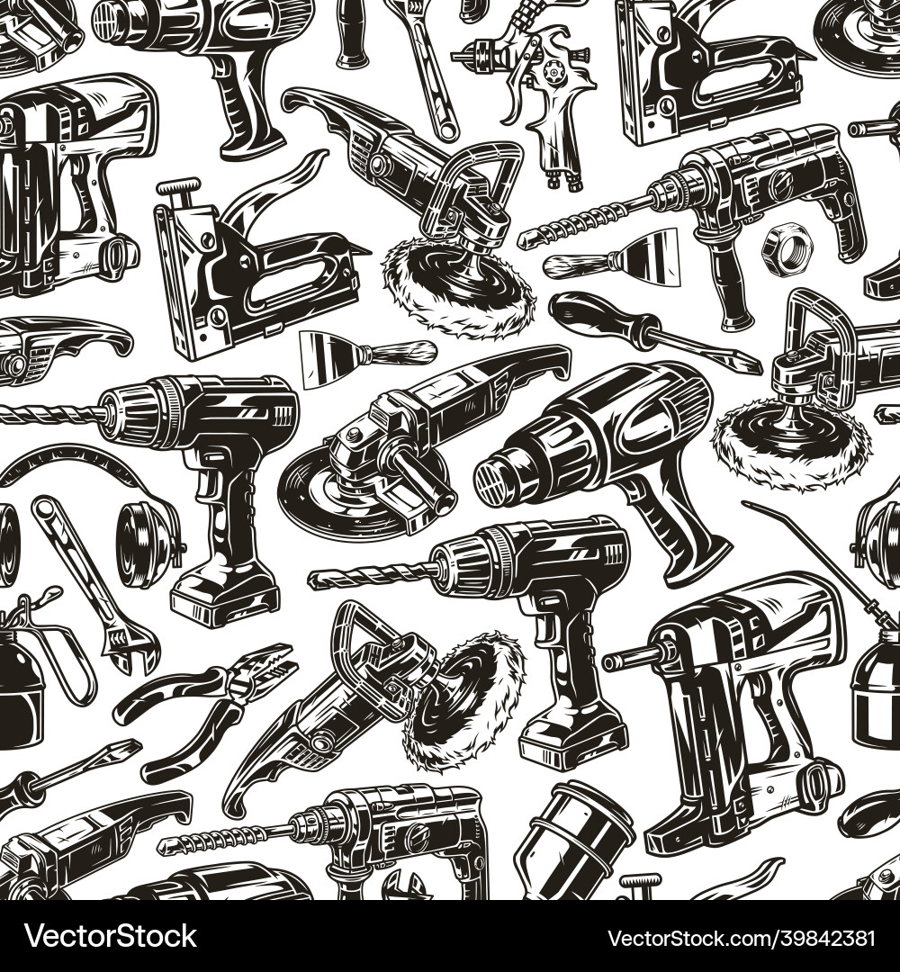 Manual work tools seamless pattern Manual work tools seamless pattern vector image