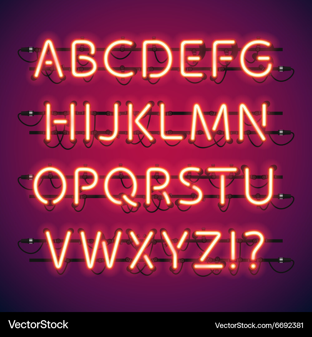 Neon Alphabet Bar Sign vector image
