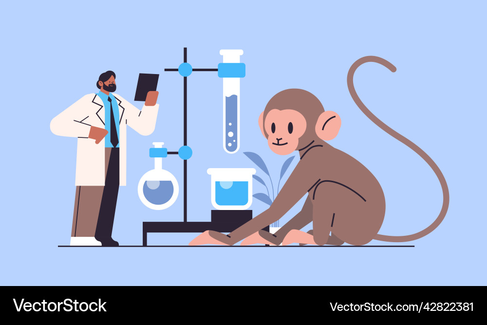 Scientist doing experiments in lab veterinary Scientist doing experiments in lab veterinary vector image