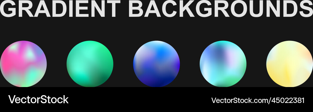 Set of 5 different gradient texture backgrounds vector image