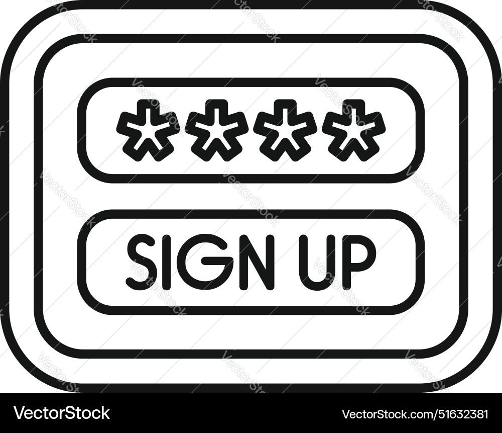 Sign up window with password showing secure login vector image