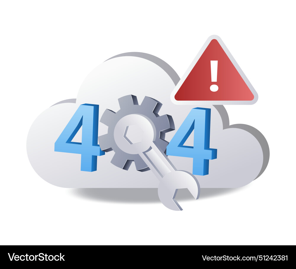 System cloud server warning error 404 flat System cloud server warning error 404 flat vector image