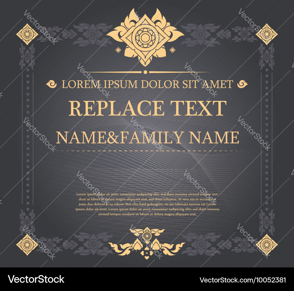 Thai Certificate Template Vector Image