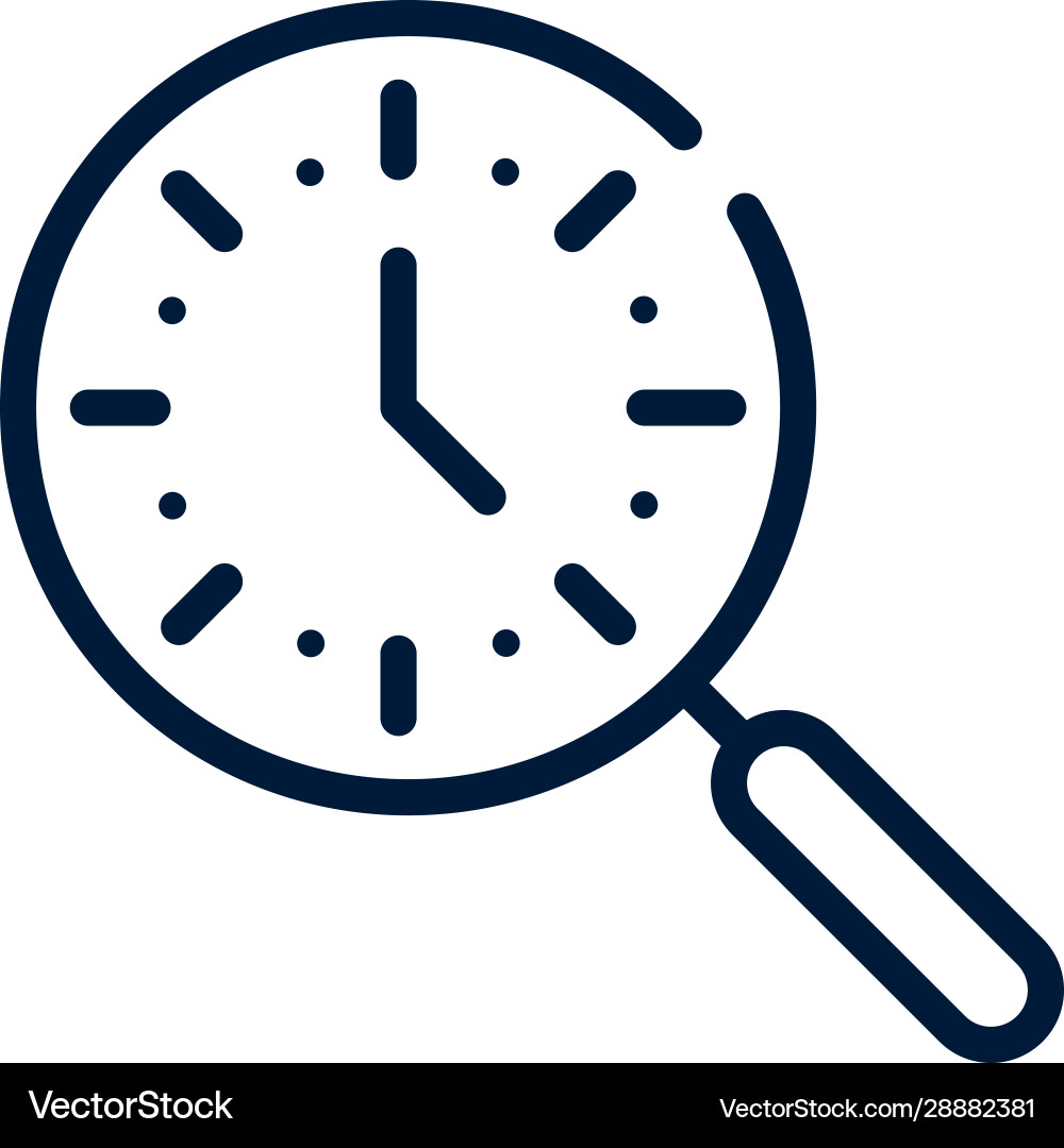 Time clock magnifier searching linear design Vector Image