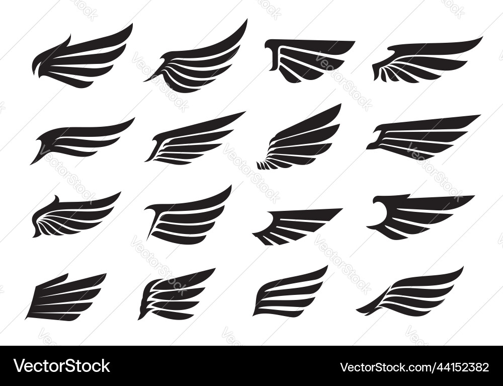 Angel & Eagle Wing Icons Vector Image