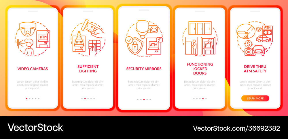 Atm safety tips onboarding mobile app page screen Atm safety tips onboarding mobile app page screen vector image