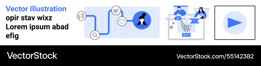 Digital network interaction and e-commerce concept Digital network interaction and e-commerce concept Vector Image