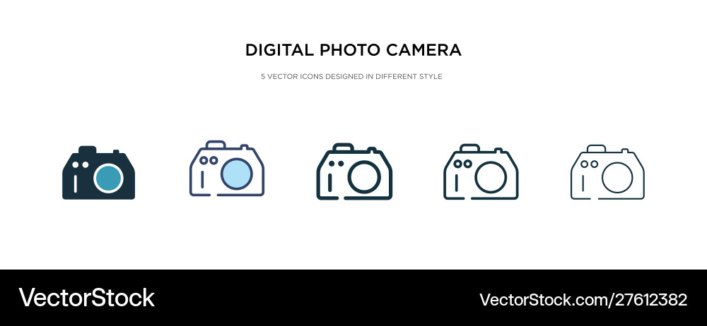 Digital photo camera icon in different style two Digital photo camera icon in different style two vector image
