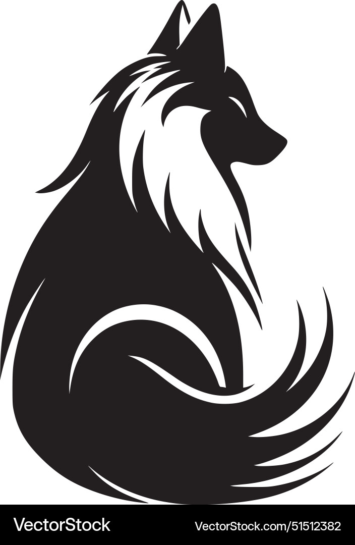 Fox - black and white Royalty Free Vector Image