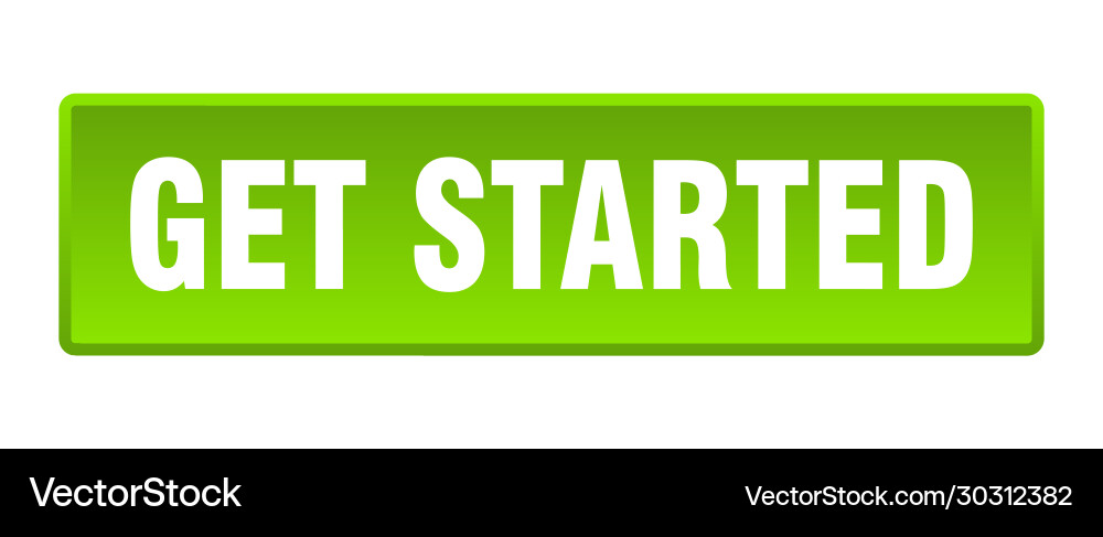Get started button square green push vector image