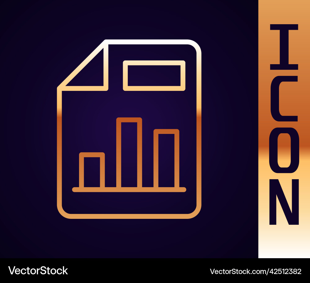Gold line document with graph chart icon isolated Gold line document with graph chart icon isolated vector image