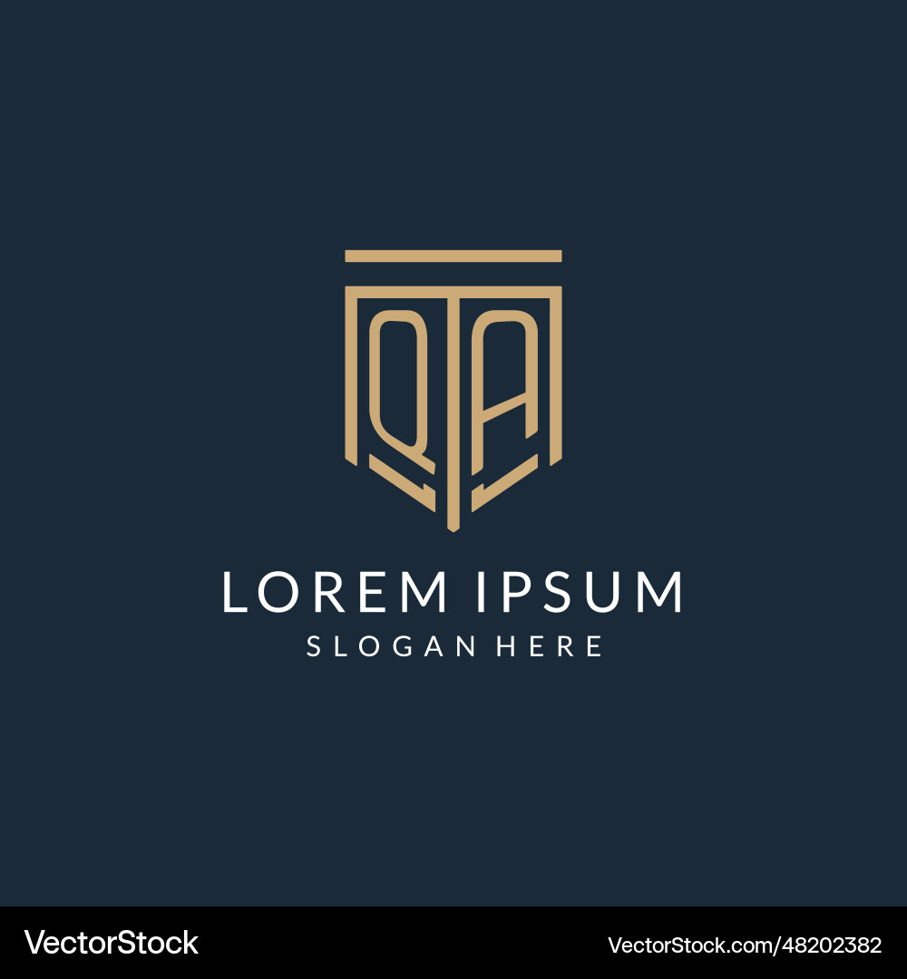 Initial qa shield logo monoline style modern Vector Image