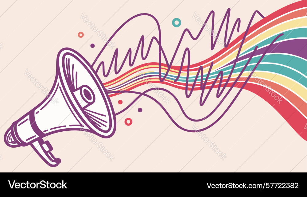 Megaphone with intricate abstract swirling sound Vector Image