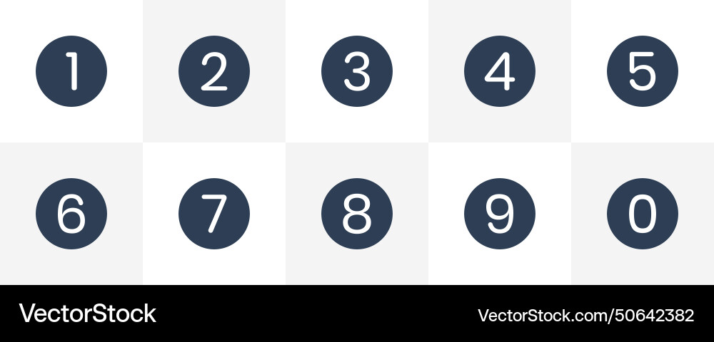 Numeric number icon set inside circle vector image