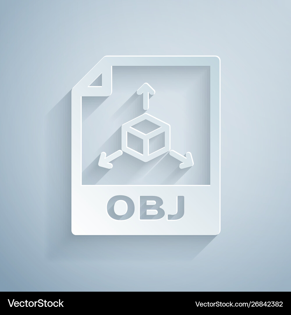 Paper cut obj file document download button vector image