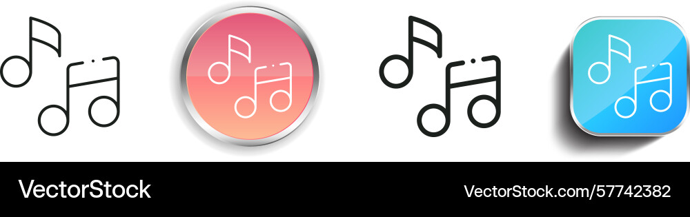 Quavers icon thin linear regular and button style Quavers icon thin linear regular and button style vector image