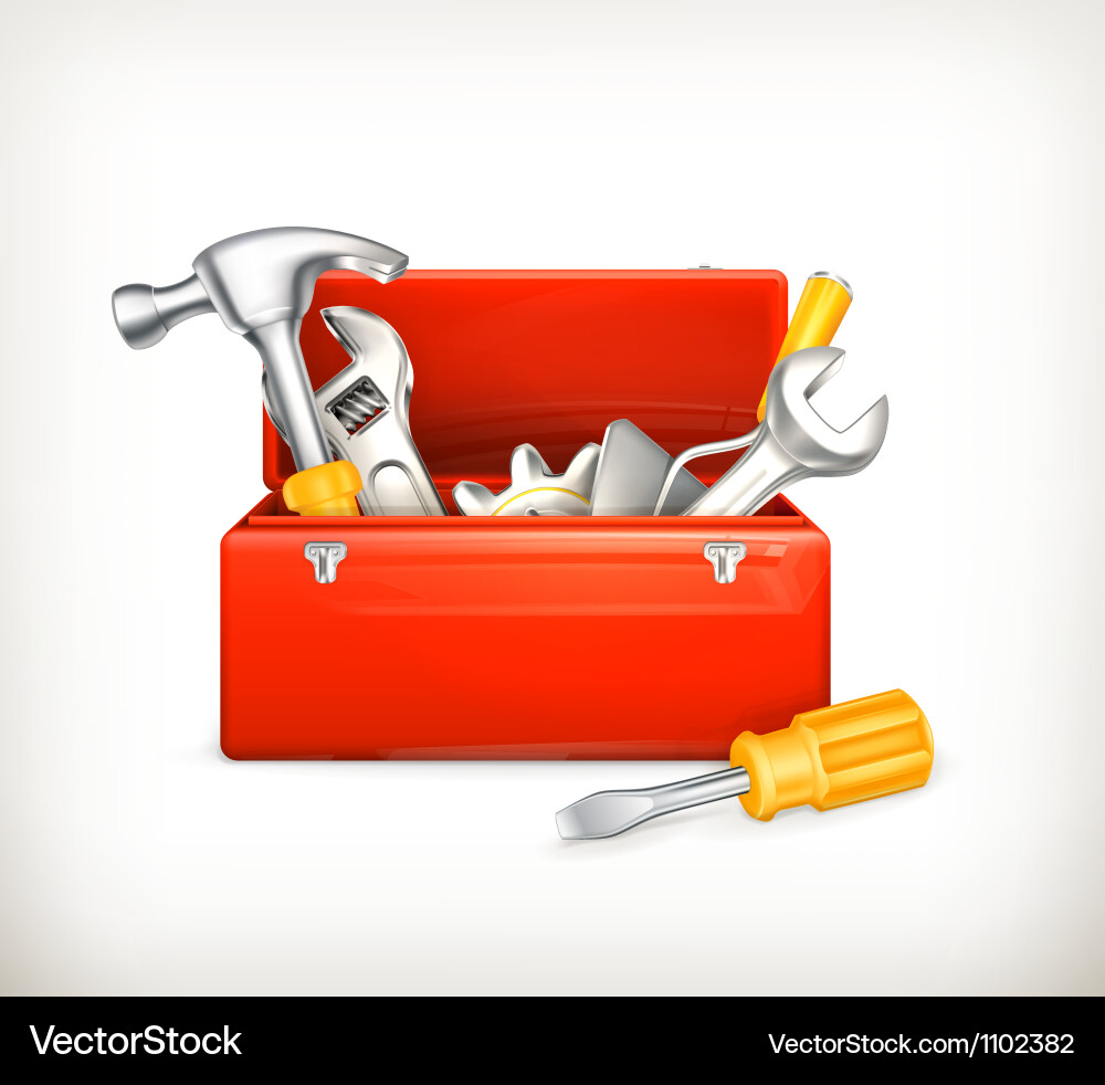 Red Toolbox with Tools Vector Image