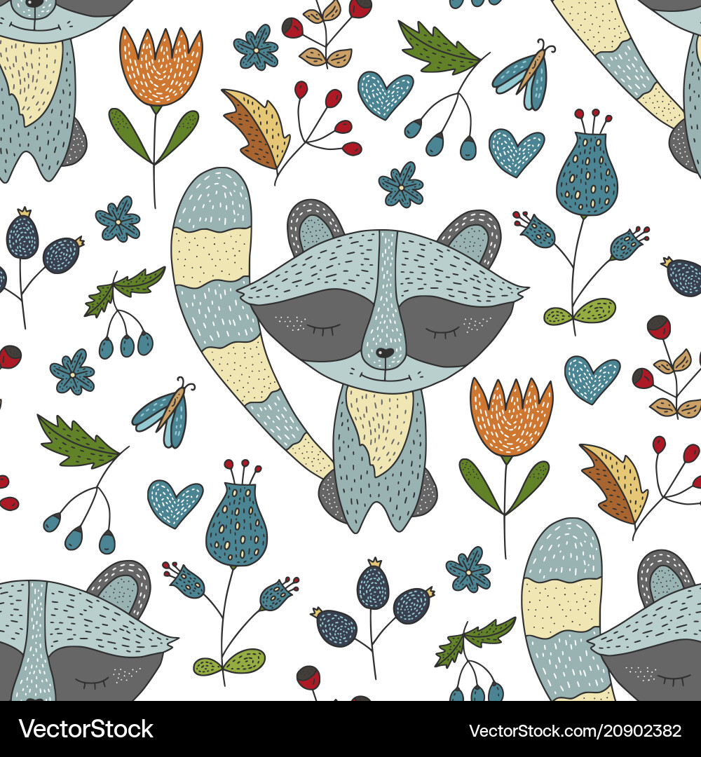 Seamless forest pattern with cute color Vector Image