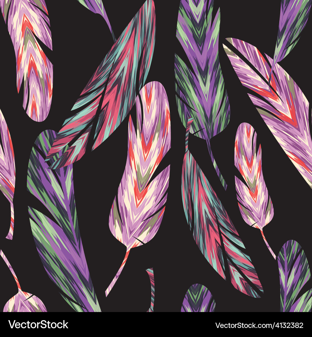 Seamless pattern bright abstract feathers vector image