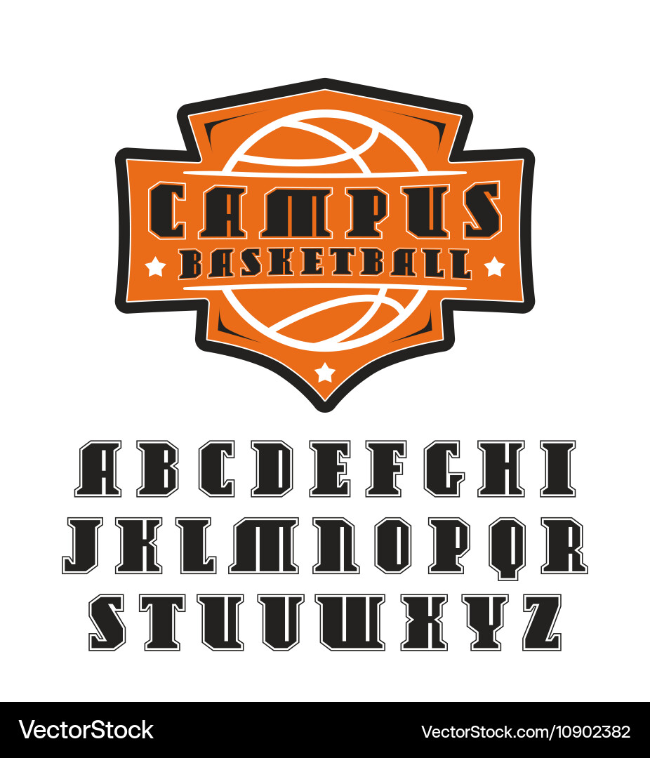 Serif font in college style with contour vector image