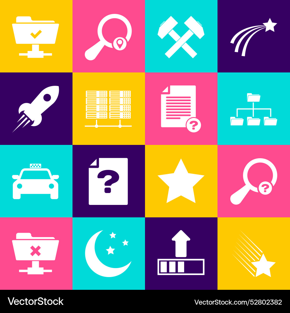Set falling star unknown search folder tree two vector image