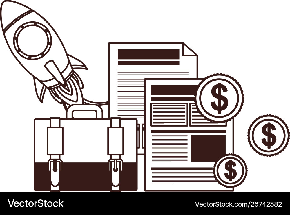 Set icons with space rocket vector image