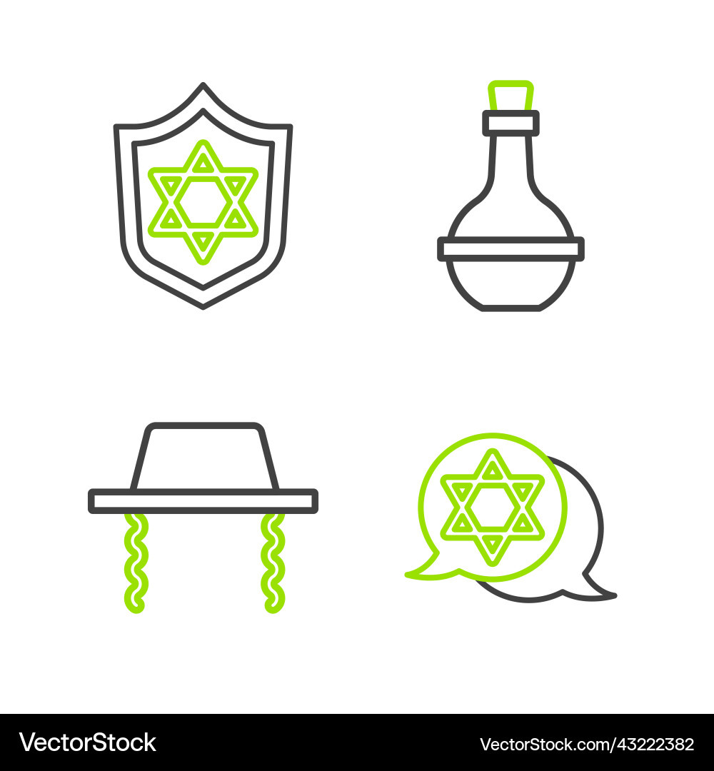 Set line star of david orthodox jewish hat Set line star of david orthodox jewish hat vector image