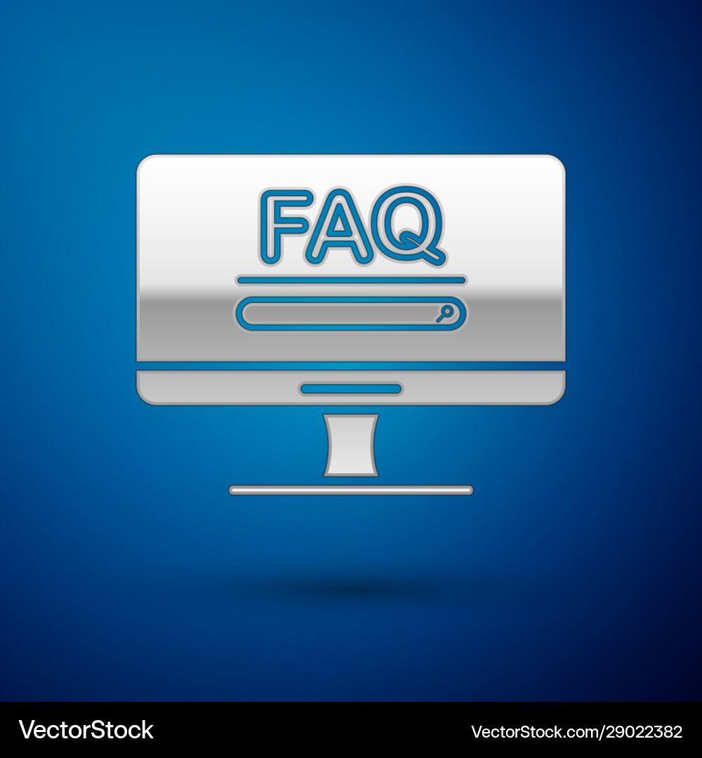 Silver computer monitor with text faq information Silver computer monitor with text faq information vector image