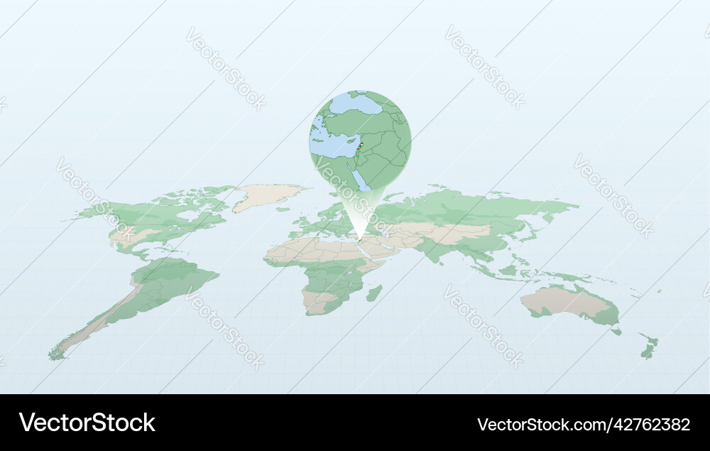 World map in perspective showing the location Vector Image