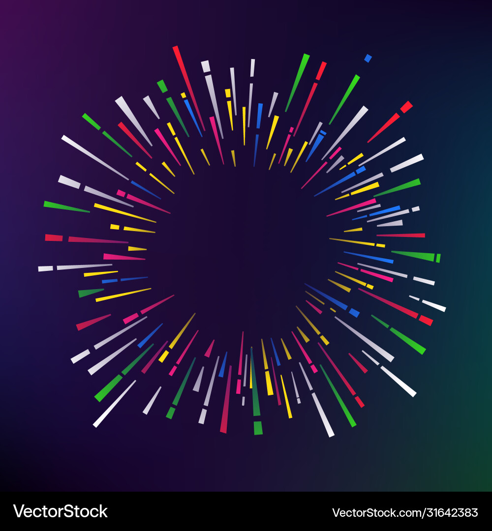 Abstract color firework on dark background frame vector image