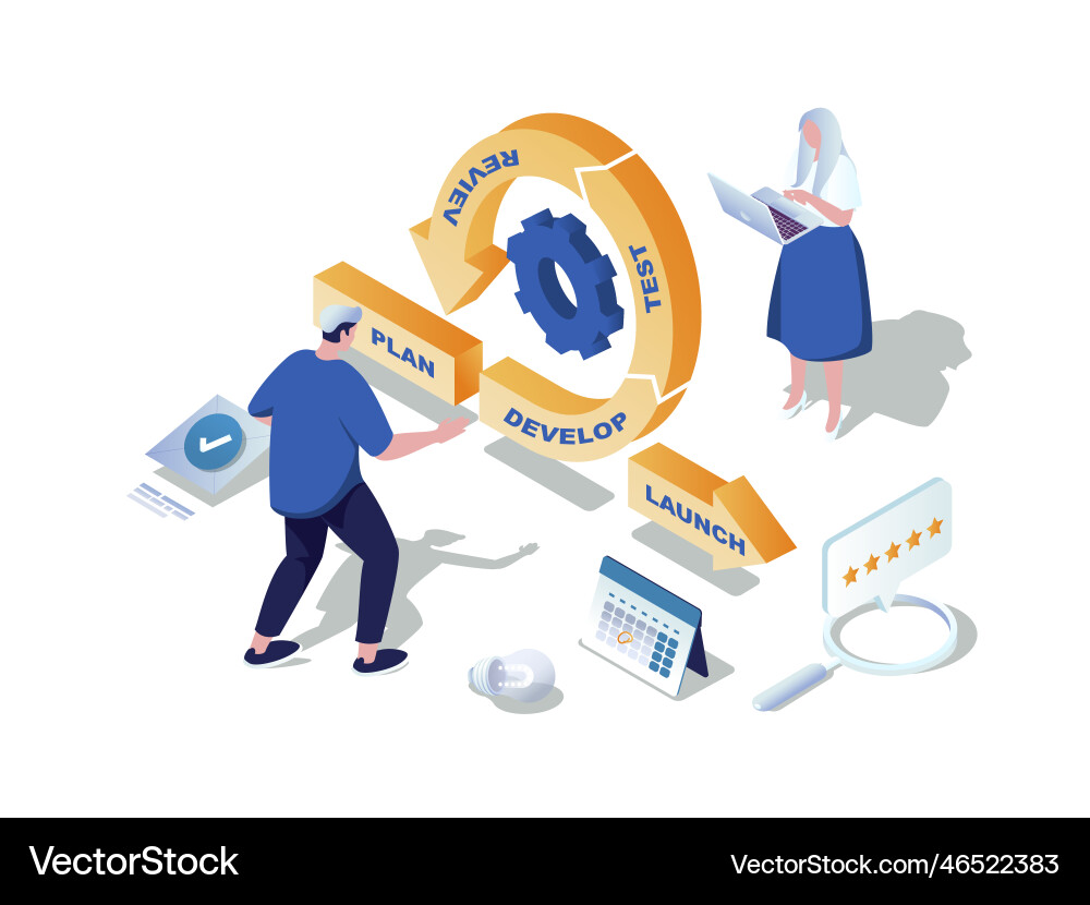 Agile development concept 3d isometric web scene Agile development concept 3d isometric web scene vector image