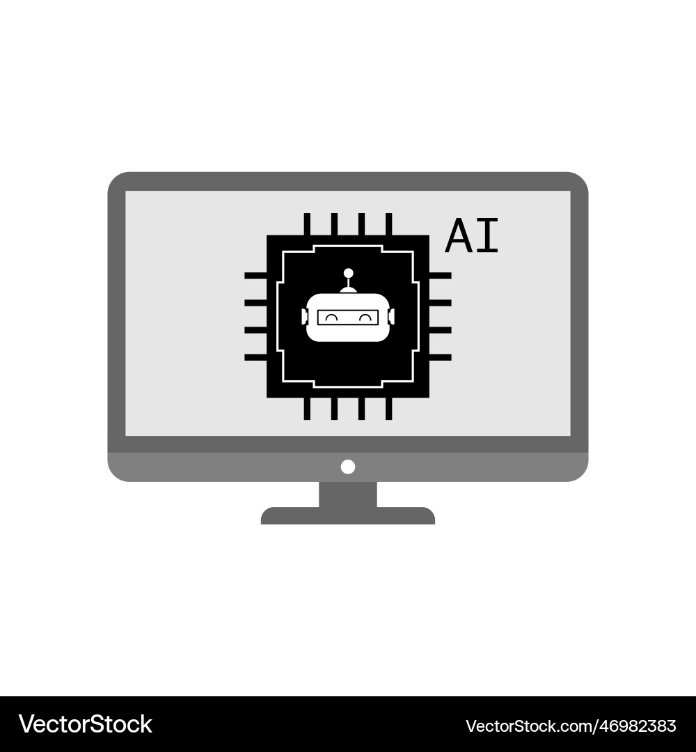 Artificial intelligence robot and chip icon Artificial intelligence robot and chip icon vector image