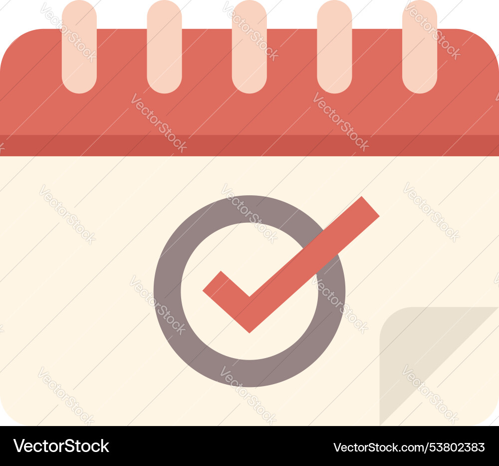 Calendar page with check mark icon showing Calendar page with check mark icon showing vector image