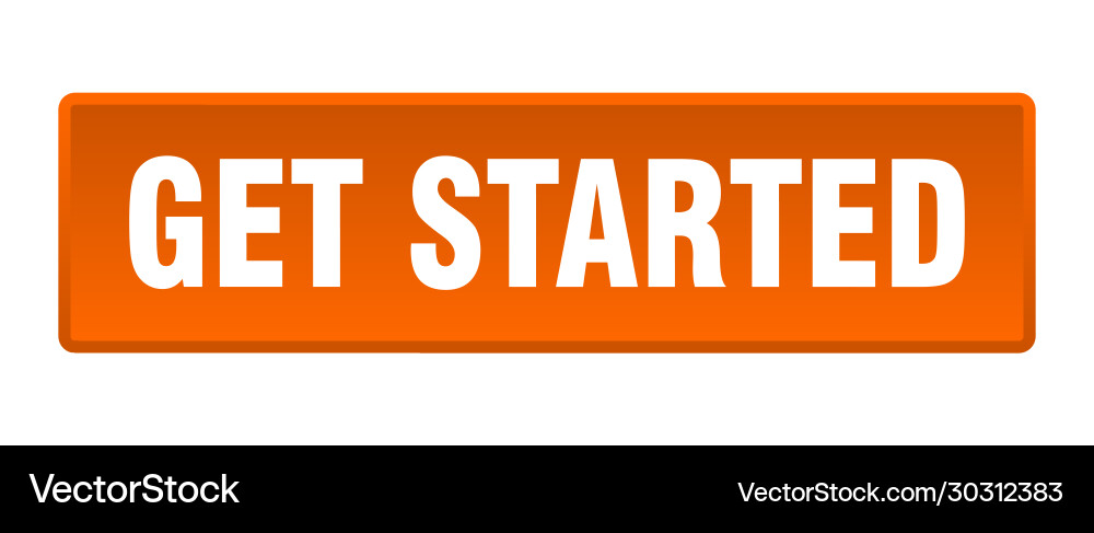Get started button square orange push vector image