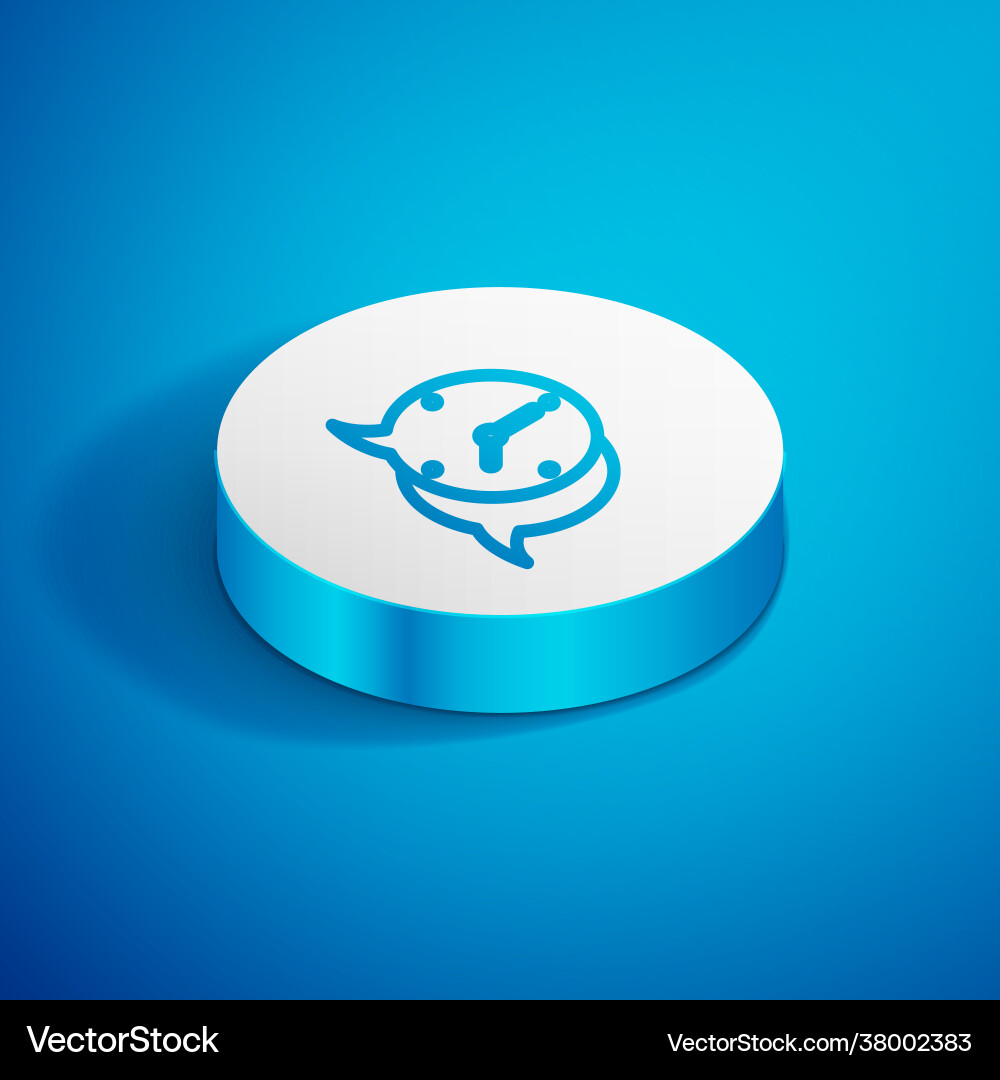 Isometric line clock with speech bubble icon Isometric line clock with speech bubble icon vector image