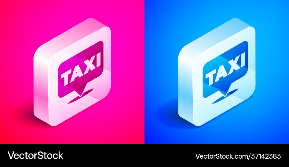 Isometric map pointer with taxi icon isolated Isometric map pointer with taxi icon isolated vector image