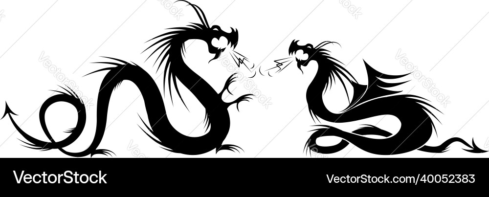 Paar Drachen schwarz Tattoo Silhouette Paar Drachen schwarz Tattoo Silhouette vektorbild