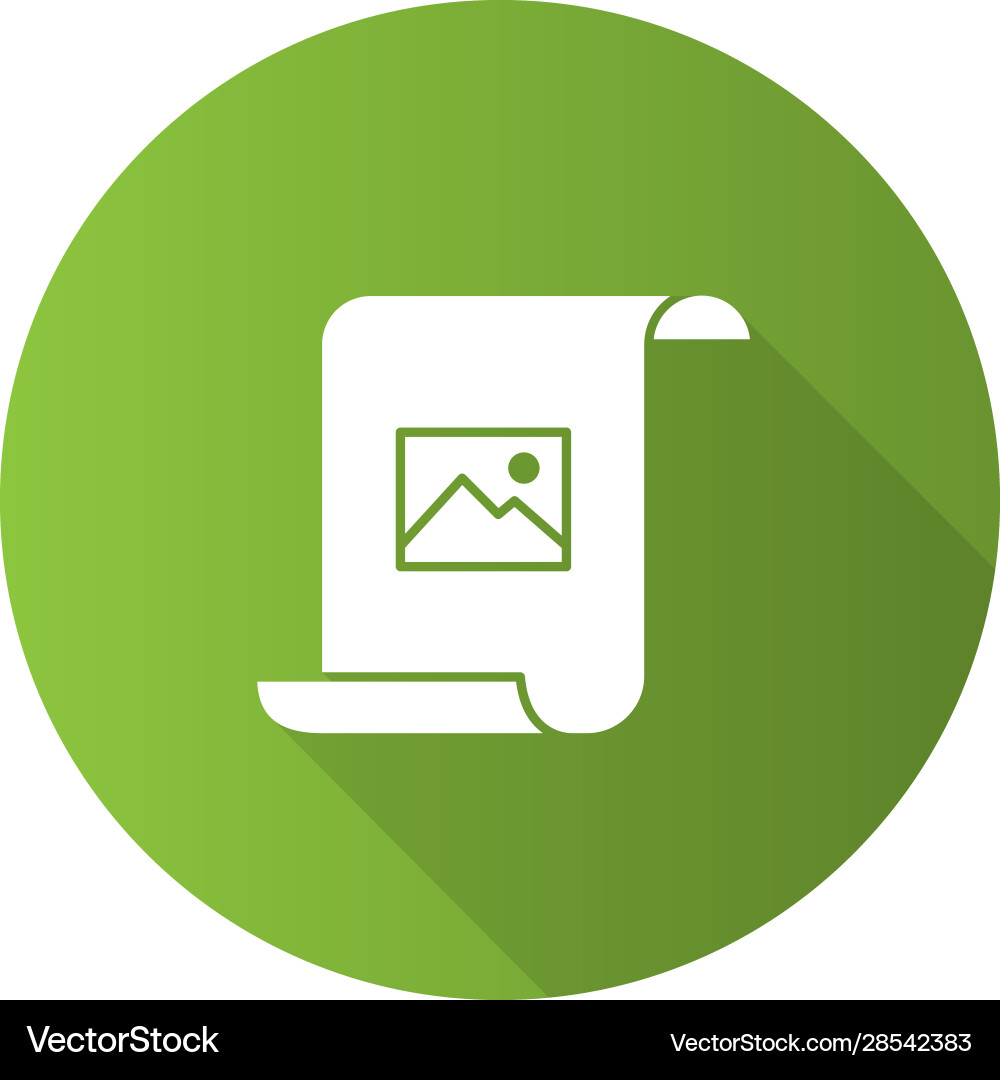 Paper scroll with image flat design long shadow Paper scroll with image flat design long shadow vector image