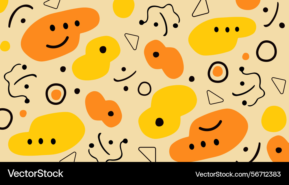 Playful smiley blobs background Playful smiley blobs background Vector Image