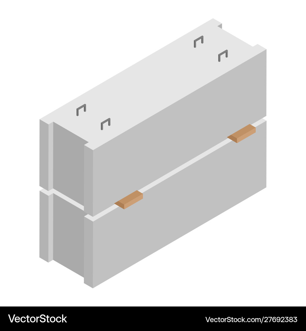 Precast concrete block isometric view isolated Vector Image