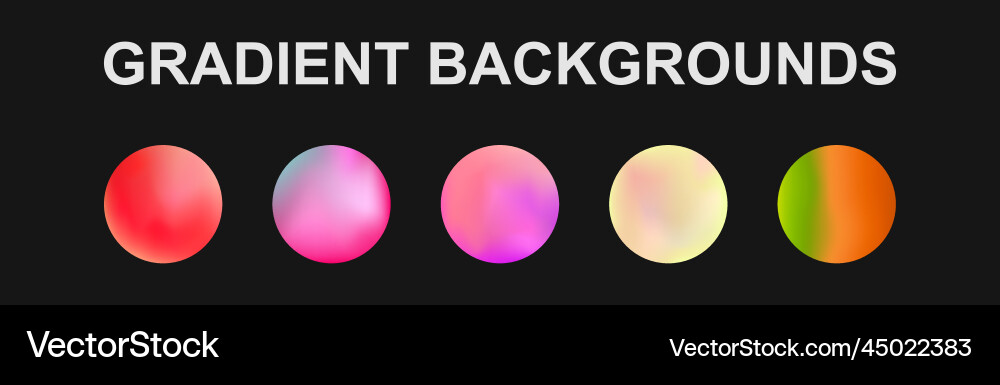 Set of 5 different gradient texture backgrounds Vector Image