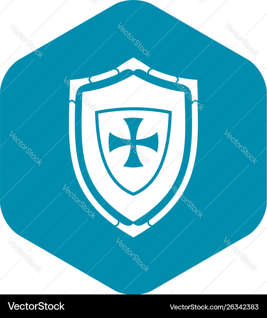 Shield with cross icon simple style Shield with cross icon simple style vector image