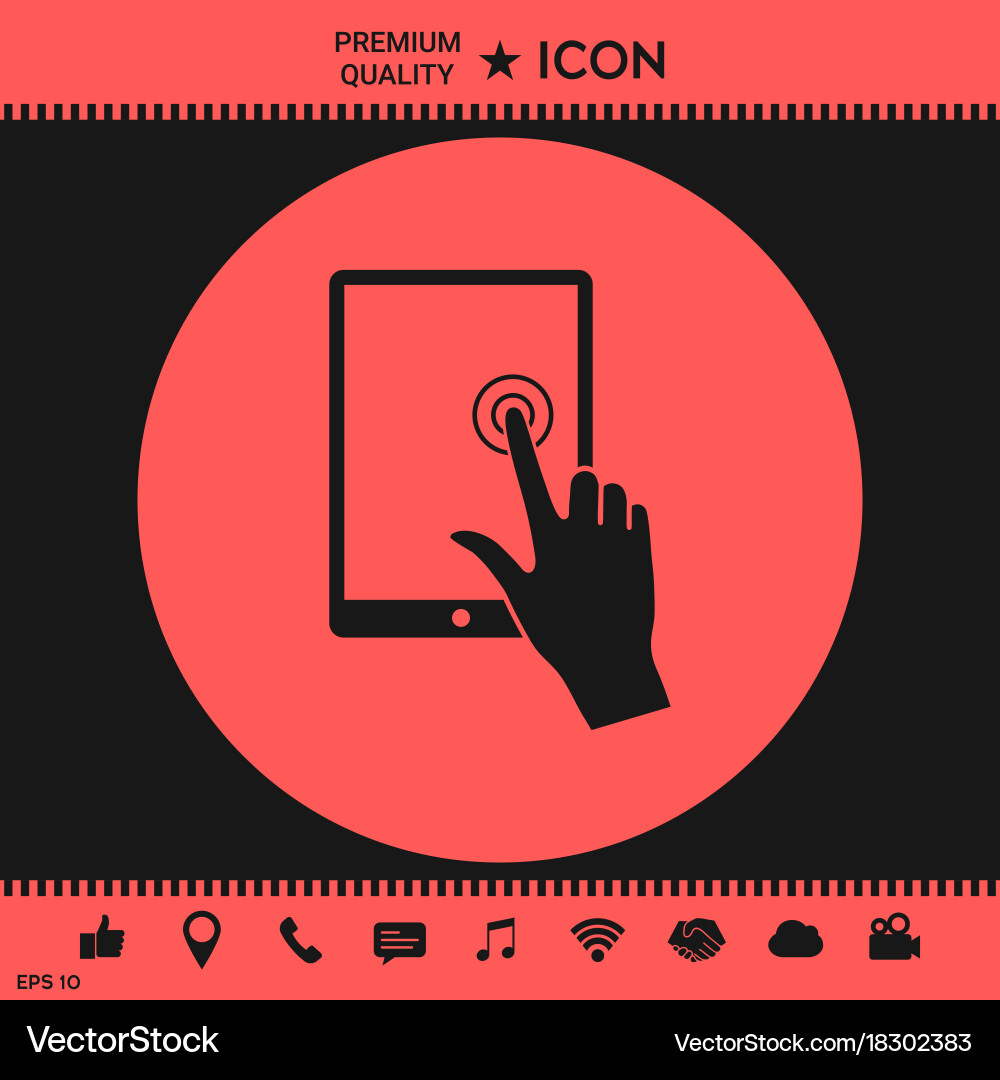 Touch screen tablet with click hand vector image