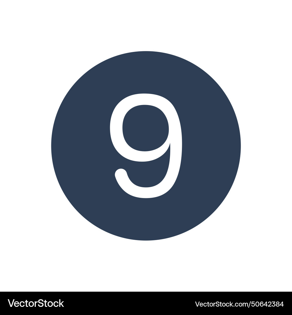 9 icon numeric number inside circle two vector image