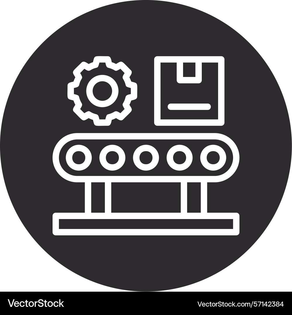 Assembly line inverted circle black vector image
