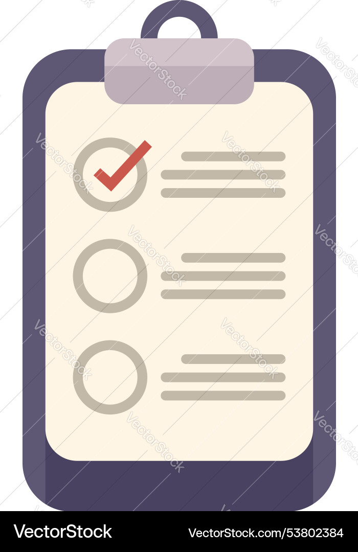 Clipboard with checklist showing check marks Clipboard with checklist showing check marks Vector Image