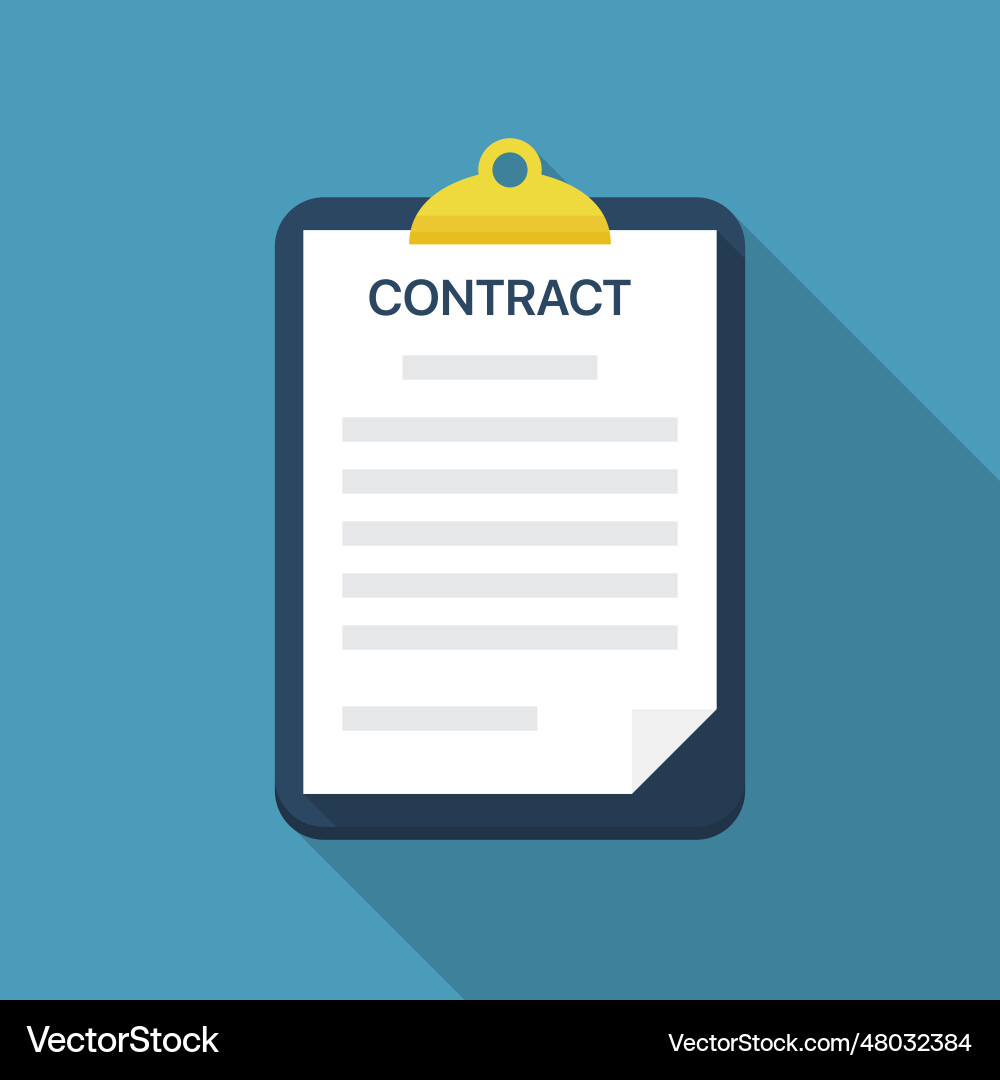 Clipboard with contract document in a flat design vector image