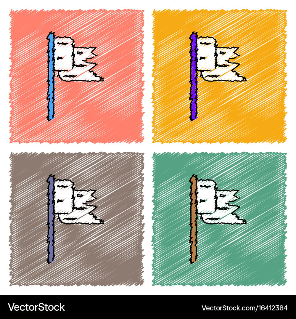Collection of flat shading style icons flag vector image