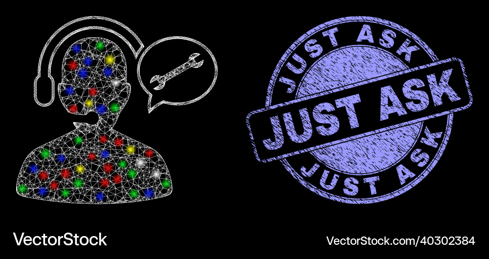 Distress just ask seal and illuminated network Distress just ask seal and illuminated network vector image